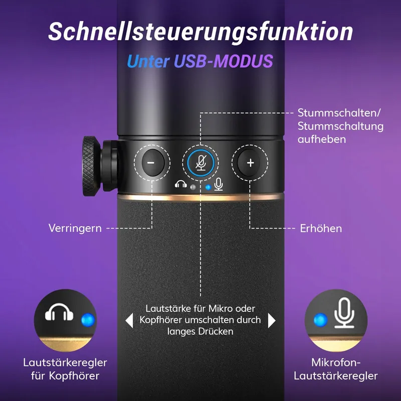 TONOR Gaming Microfoon XLR USB RGB Podcast Streaming PC PS4 PS5 Mac — foto 6