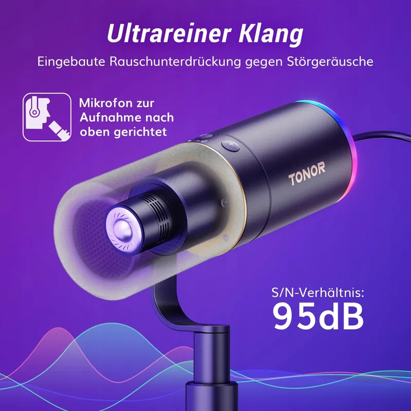 TONOR Gaming Microfoon XLR USB RGB Podcast Streaming PC PS4 PS5 Mac — foto 4