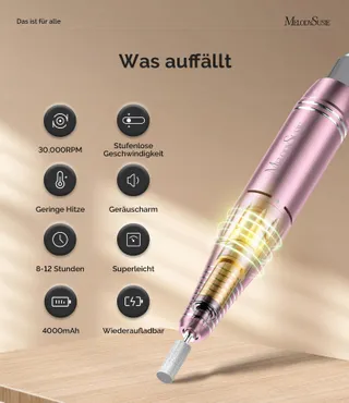 MELODYSUSIE Nagelfrees 30000 RPM LCD Manicure Pedicure Roze — miniatuur 3