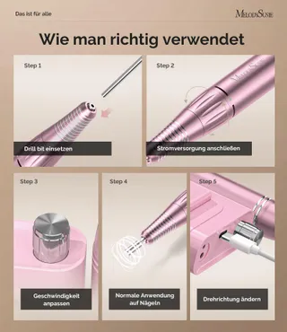 MELODYSUSIE Nagelfrees 30000 RPM LCD Manicure Pedicure Roze — miniatuur 4