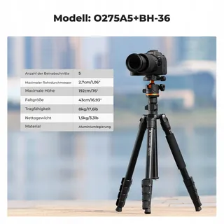 K&F CONCEPT Statief 192cm Camera Smartphone Aluminium Afstandsbediening — miniatuur 3