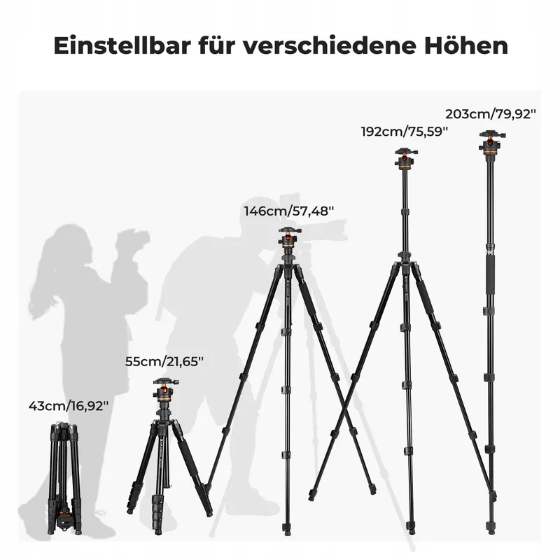K&F CONCEPT Statief 192cm Camera Smartphone Aluminium Afstandsbediening — foto 6