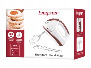 BEPER P102SBA101 Handmixer 300W 5 Snelheden Turbo Wit Rood — miniatuur 9