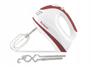 BEPER P102SBA101 Handmixer 300W 5 Snelheden Turbo Wit Rood — miniatuur 1