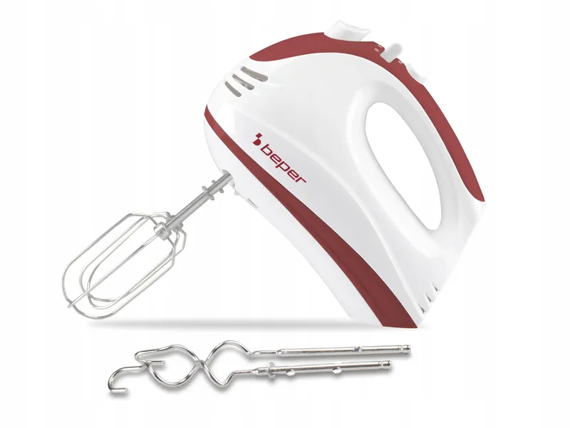 BEPER P102SBA101 Handmixer 300W 5 Snelheden Turbo Wit Rood — foto 1