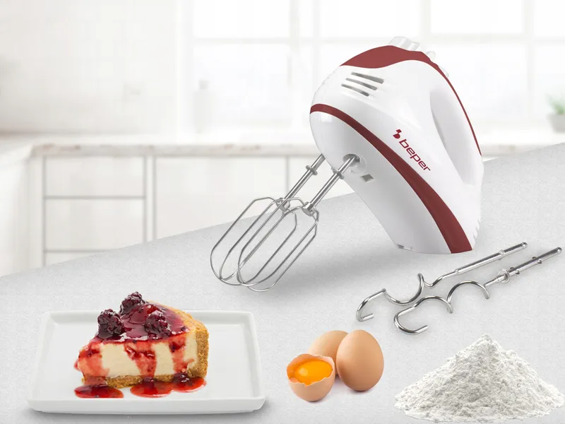 BEPER P102SBA101 Handmixer 300W 5 Snelheden Turbo Wit Rood — foto 6