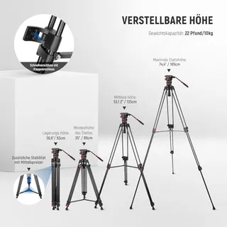 NEEWER TP75 Pro Videostatief 189cm Vloeistofkop DJI RS — miniatuur 5