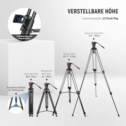 NEEWER TP75 Pro Videostatief 189cm Vloeistofkop DJI RS — foto 5