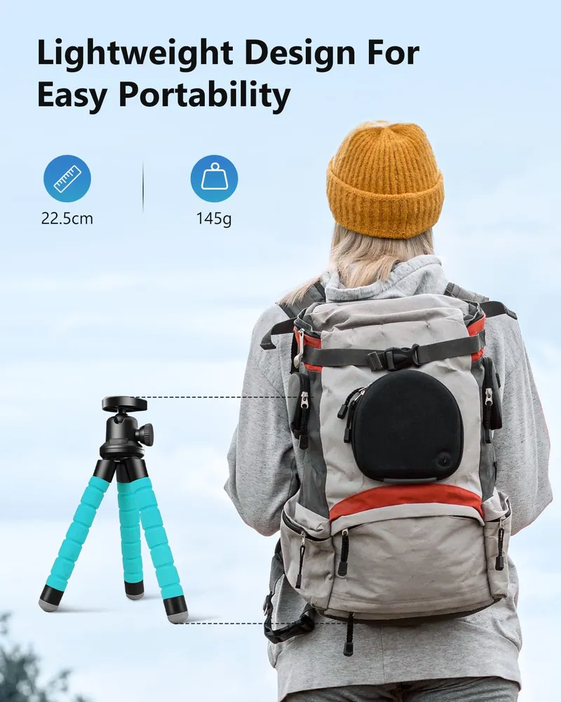 UBEESIZE Mini Statief Smartphone Camera Bluetooth Afstandsbediening Blauw — foto 7