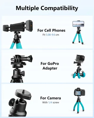 UBEESIZE Mini Statief Smartphone Camera Bluetooth Afstandsbediening Blauw — miniatuur 5