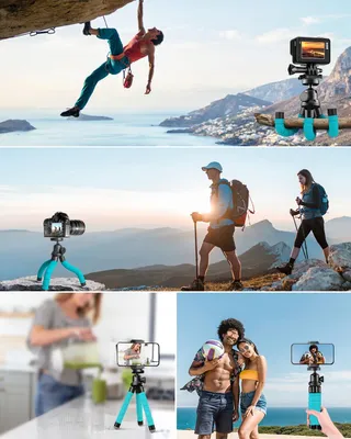 UBEESIZE Mini Statief Smartphone Camera Bluetooth Afstandsbediening Blauw — miniatuur 4