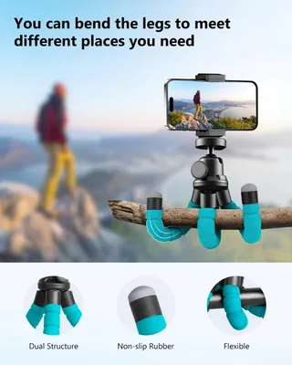 UBEESIZE Mini Statief Smartphone Camera Bluetooth Afstandsbediening Blauw — miniatuur 3