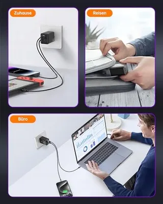 NOVOO 67W USB C Oplader 3-Poorts GaN III Snellader MacBook iPhone — miniatuur 6