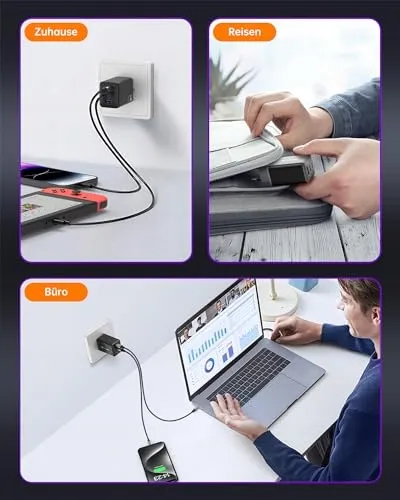 NOVOO 67W USB C Oplader 3-Poorts GaN III Snellader MacBook iPhone — foto 6