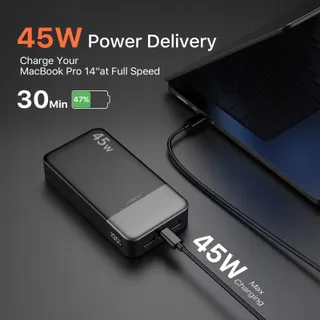 JUOVI Powerbank 20000mAh 45W 4-Poorts Snelladen LED — miniatuur 2