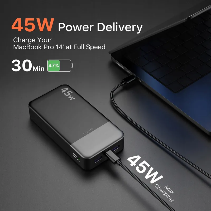 JUOVI Powerbank 20000mAh 45W 4-Poorts Snelladen LED — foto 2