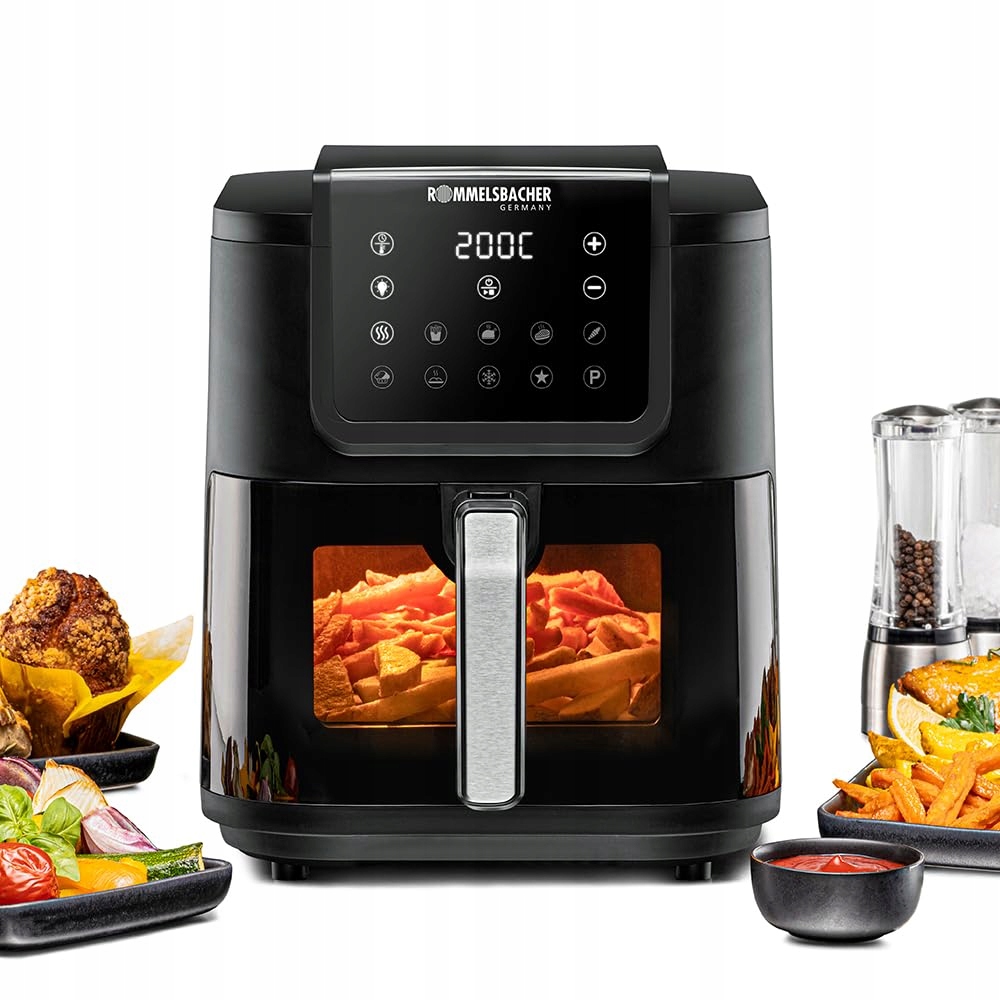 ROMMELSBACHER FRH 1700 Airfryer XXL 8L Stil 10 Programma's 60-200°C