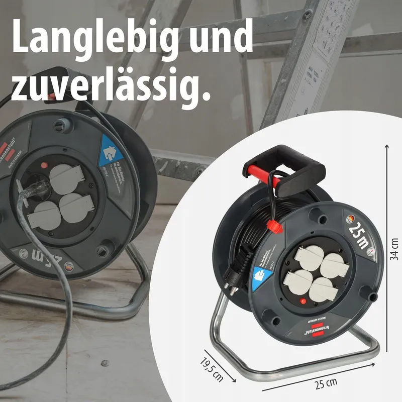 BRENNENSTUHL Garant V2 Kabelhaspel 25m 4 Stopcontacten Beveiliging — foto 1