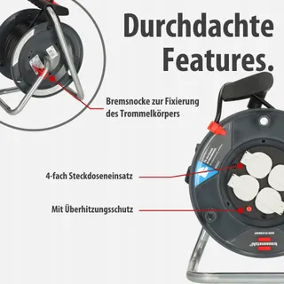 BRENNENSTUHL Garant V2 Kabelhaspel 25m 4 Stopcontacten Beveiliging — miniatuur 4