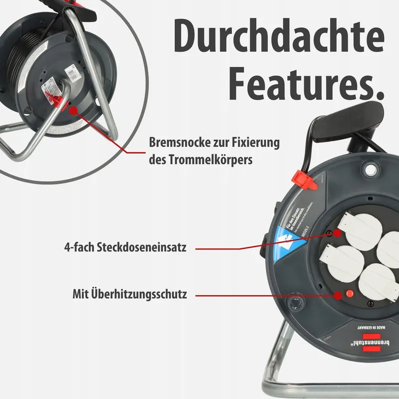 BRENNENSTUHL Garant V2 Kabelhaspel 25m 4 Stopcontacten Beveiliging — foto 4