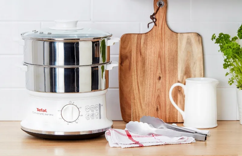 TEFAL VC1451 Stoomkoker 2 RVS Bakken 6L Timer 900W Wit — foto 10