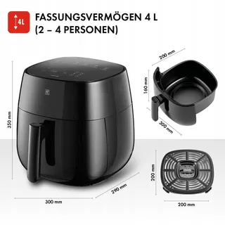 ZWILLING Air Fryer 4L 1400W 6 Programma's Receptenboek Zwart — miniatuur 3