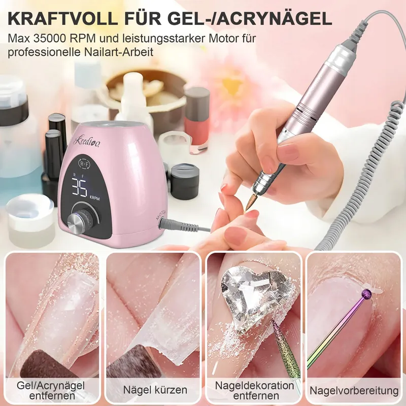 KREDIOO Elektrische Manicureset 35000 RPM LED voor Beginners — foto 4