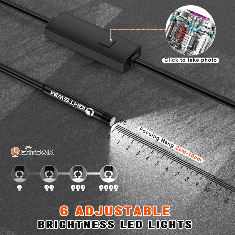 LIGHTSWIM Endoscoopcamera 5,5mm 1920P 8 LED Android iOS 5m — foto 4