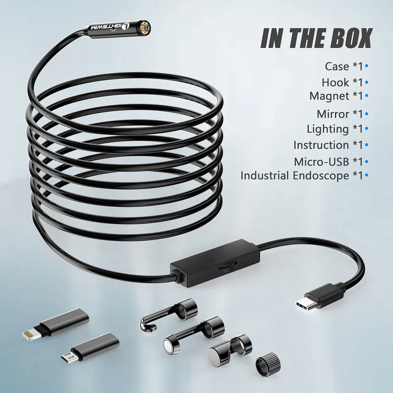 LIGHTSWIM Endoscoopcamera 5,5mm 1920P 8 LED Android iOS 5m — foto 6