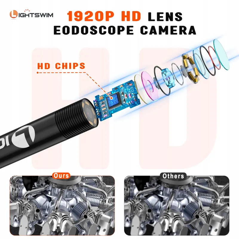 LIGHTSWIM Endoscoopcamera 5,5mm 1920P 8 LED Android iOS 5m — foto 3