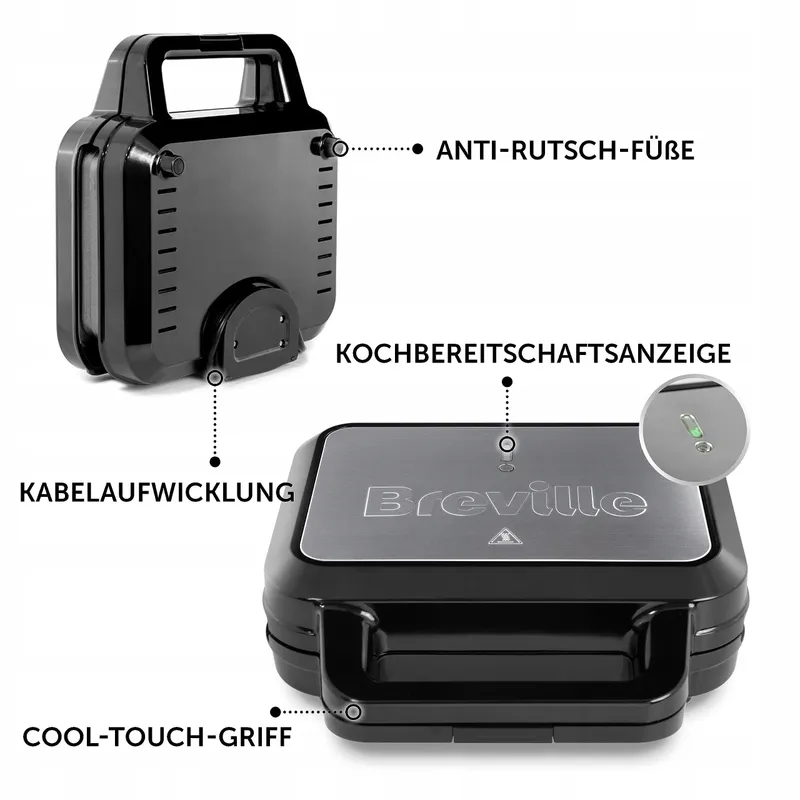 BREVILLE 3-in-1 Sandwichmaker Wafels Panini Zwart RVS — foto 6