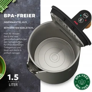 BALTER Waterkoker RVS 1,5L 2200W Temperatuurregeling Draadloos — miniatuur 4