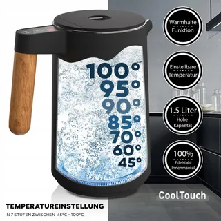 BALTER Waterkoker RVS 1,5L 2200W Temperatuurregeling Draadloos — miniatuur 5