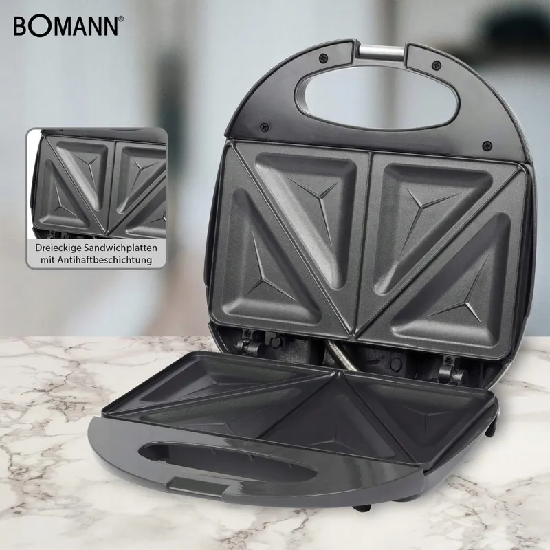BOMANN ST 5016 CB Sandwichmaker 750W Antiaanbak Grijs — foto 3