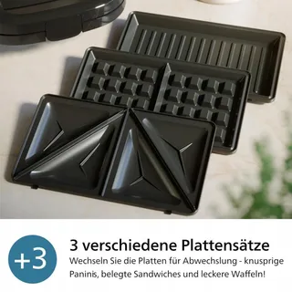 PHILIPS 5000 Serie Sandwichmaker Panini Wafels 750W Zwart Zilver — miniatuur 3