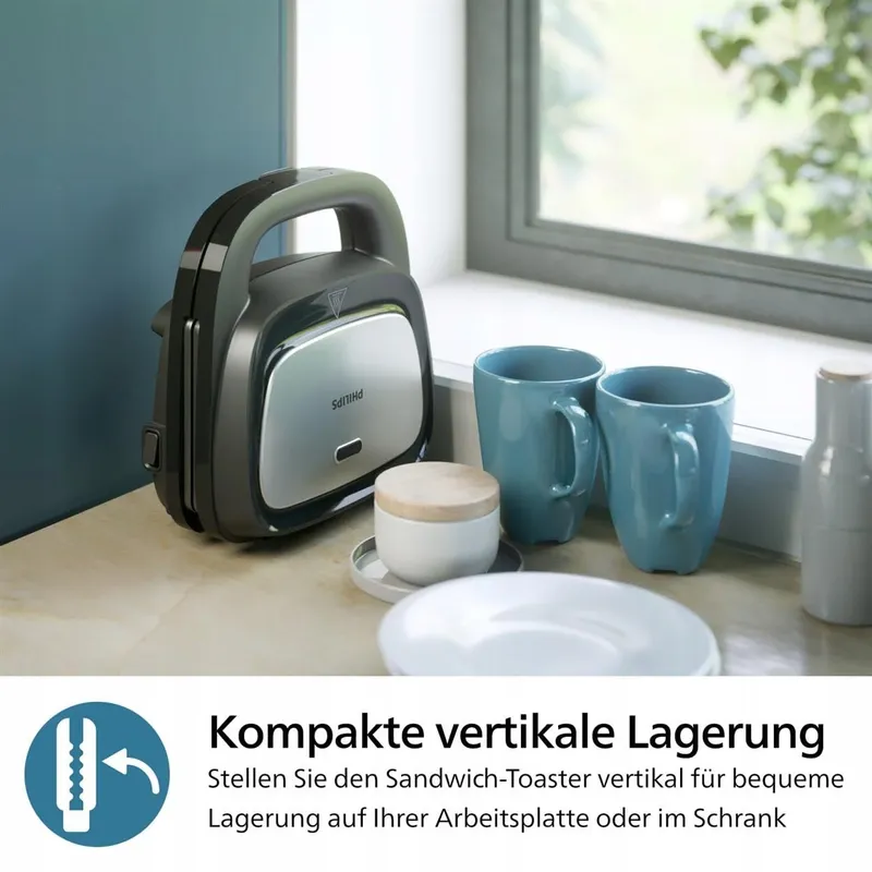 PHILIPS 5000 Serie Sandwichmaker Panini Wafels 750W Zwart Zilver — foto 7