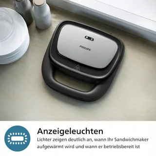 PHILIPS 5000 Serie Sandwichmaker Panini Wafels 750W Zwart Zilver — miniatuur 6