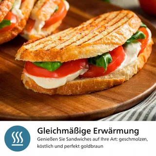 PHILIPS 5000 Serie Sandwichmaker Panini Wafels 750W Zwart Zilver — miniatuur 4