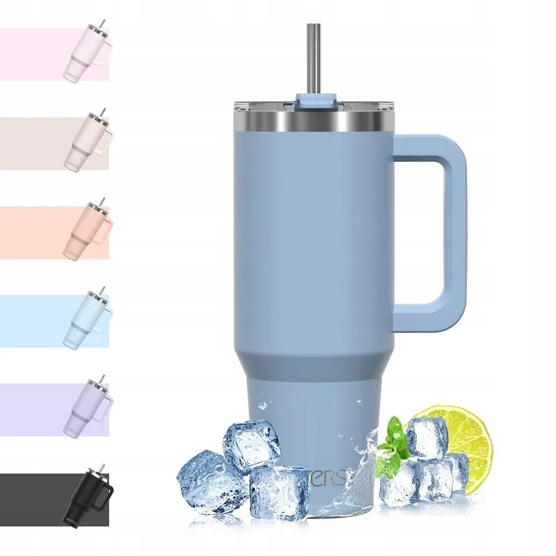 WATERSY Thermosbeker RVS Met Handvat En Rietje 1182ml — foto 1