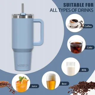 WATERSY Thermosbeker RVS Met Handvat En Rietje 1182ml — miniatuur 9