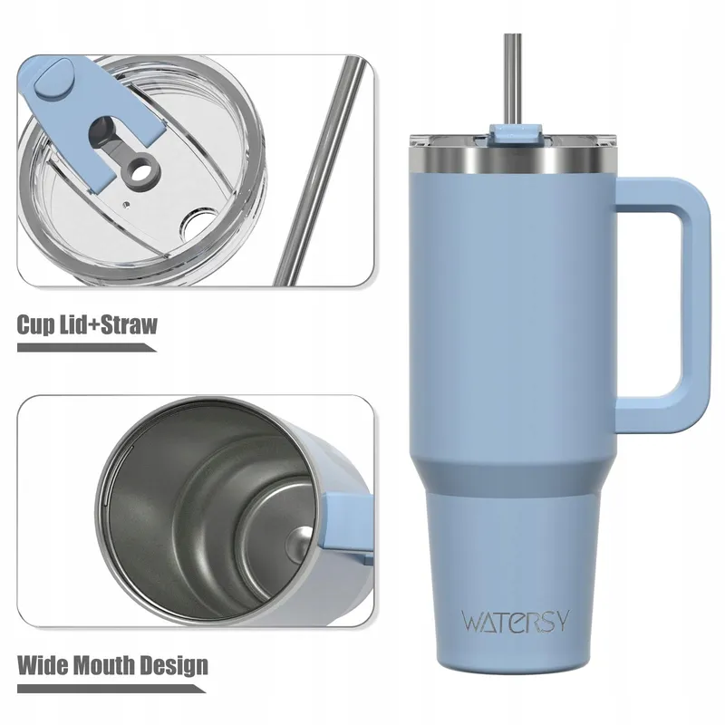 WATERSY Thermosbeker RVS Met Handvat En Rietje 1182ml — foto 3