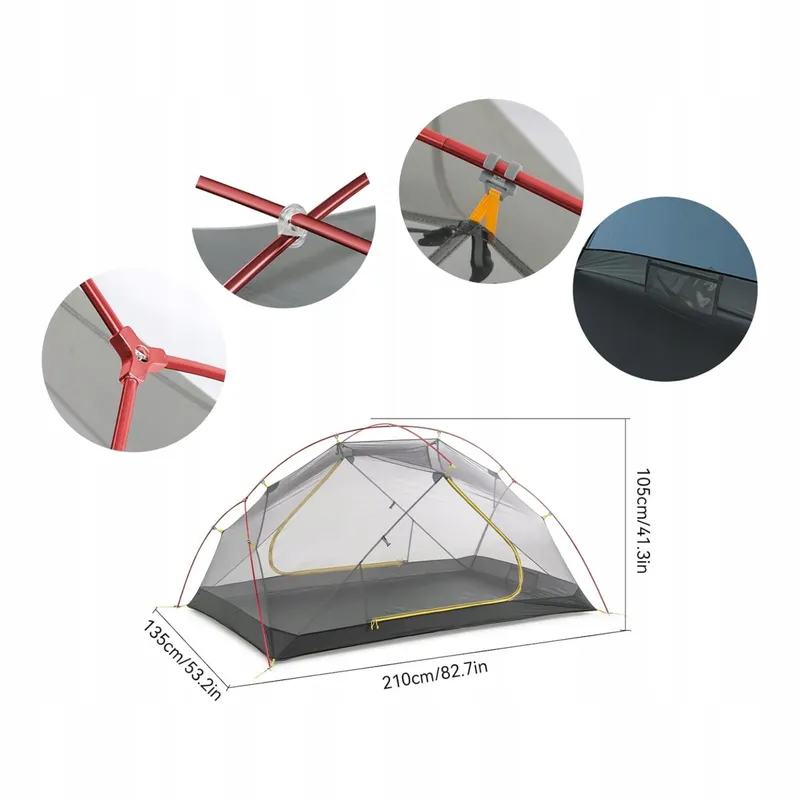 NATUREHIKE Mongar Tent 2 Personen Ultralicht Camping Trekking 3 Seizoenen — foto 11