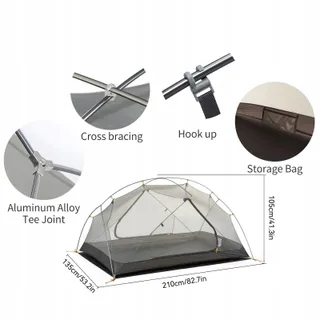 NATUREHIKE Mongar Tent 2 Personen Ultralicht Camping Trekking 3 Seizoenen — miniatuur 3