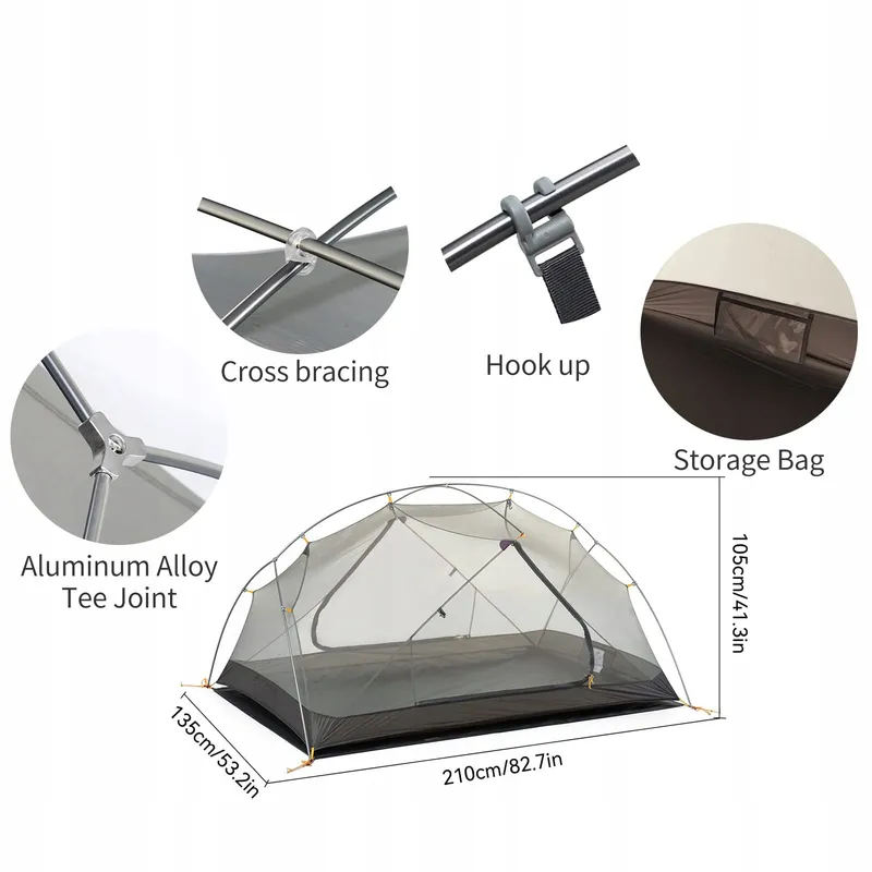 NATUREHIKE Mongar Tent 2 Personen Ultralicht Camping Trekking 3 Seizoenen — foto 3