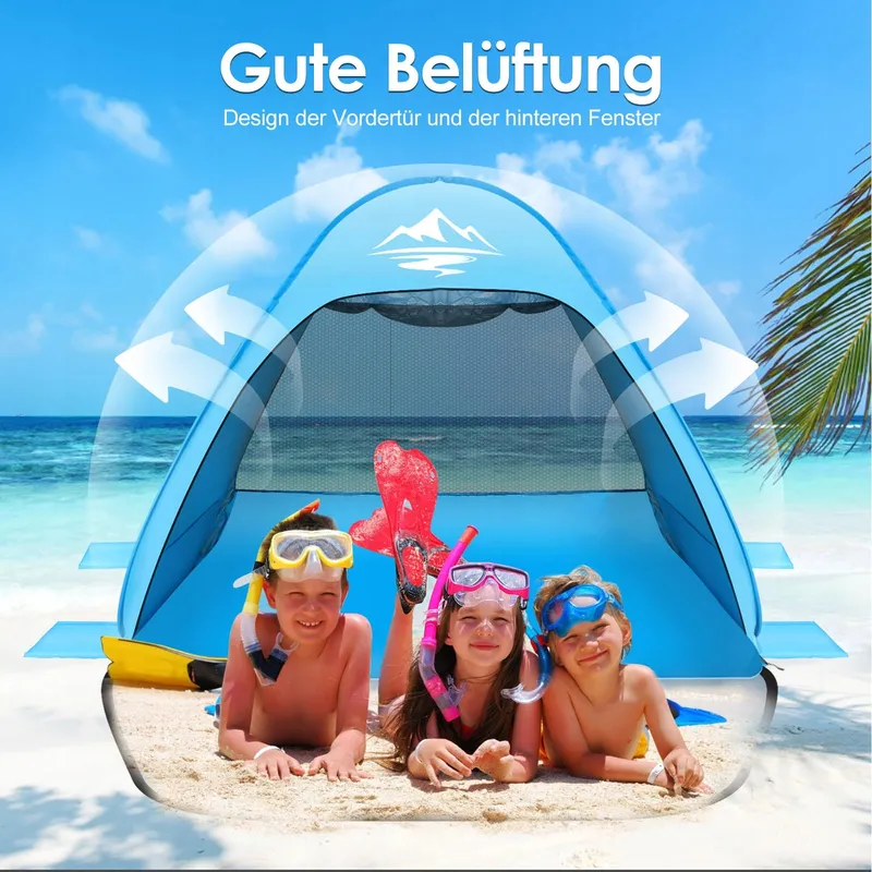 MAXDONE Pop-up Strandtent 2-3 Personen UV50+ Licht Draagbaar — foto 3