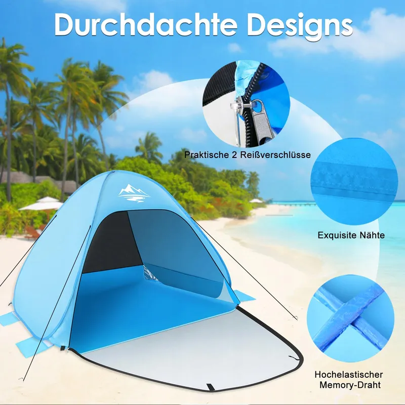 MAXDONE Pop-up Strandtent 2-3 Personen UV50+ Licht Draagbaar — foto 4