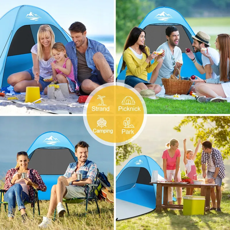 MAXDONE Pop-up Strandtent 2-3 Personen UV50+ Licht Draagbaar — foto 7