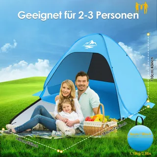 MAXDONE Pop-up Strandtent 2-3 Personen UV50+ Licht Draagbaar — miniatuur 6