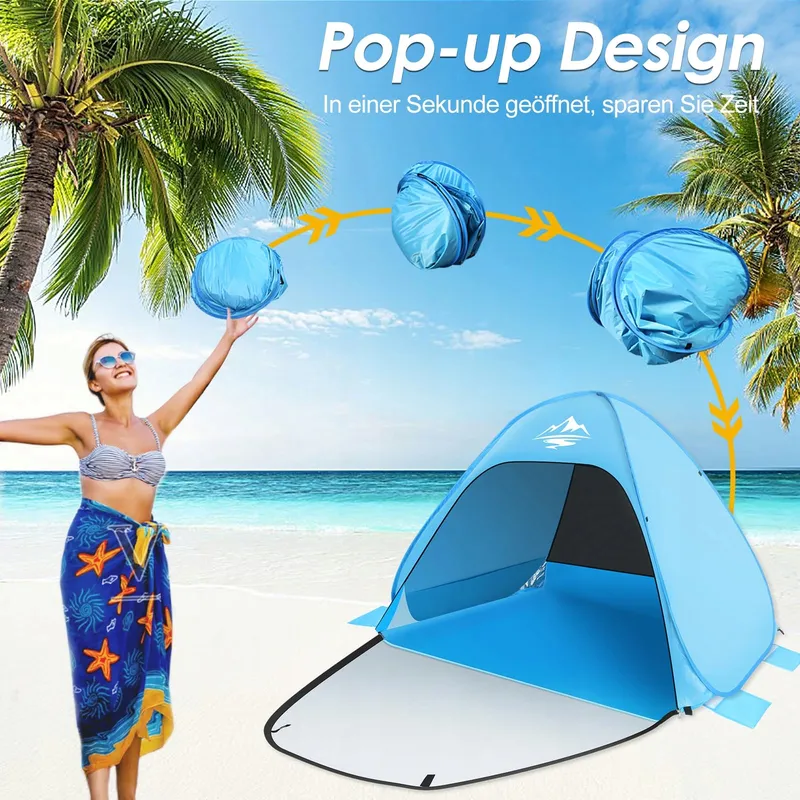 MAXDONE Pop-up Strandtent 2-3 Personen UV50+ Licht Draagbaar — foto 5
