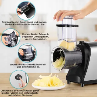 NICTEMAW Elektrische Groentesnijder 250W 5 Messen Grote Vulopening — miniatuur 4